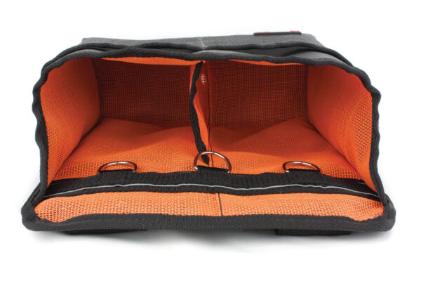 Large Engineer’s Bag in black and orange designed to carry tools safely when working at height