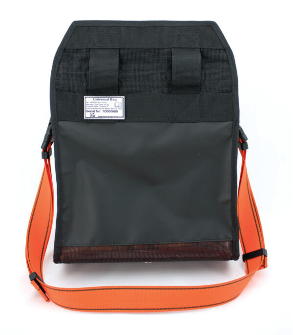 Universal tool Bag for working at height in black with orange strap