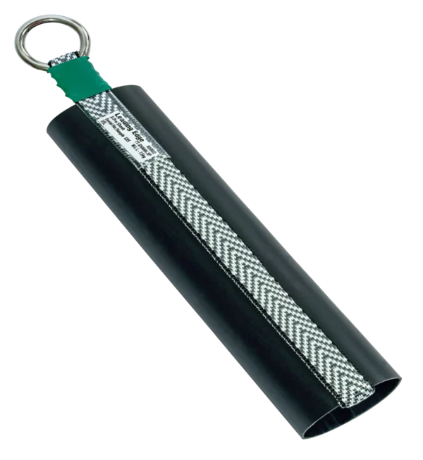 X-Pro Shank Tether in black with silver trim, green tag and connector