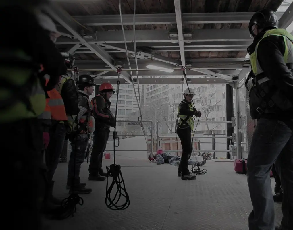 height safety experts wearing working at height kit during height safety advanced training