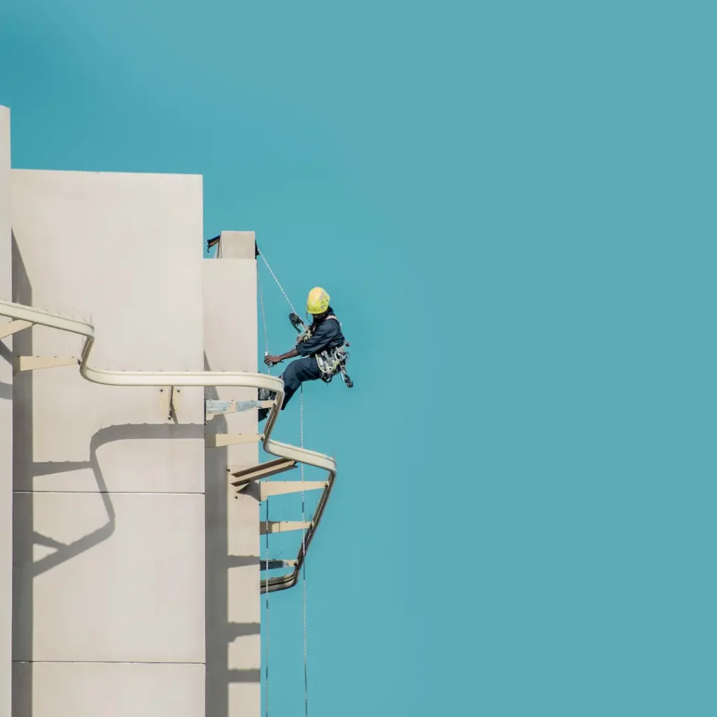 Male working at height wearing ppe
